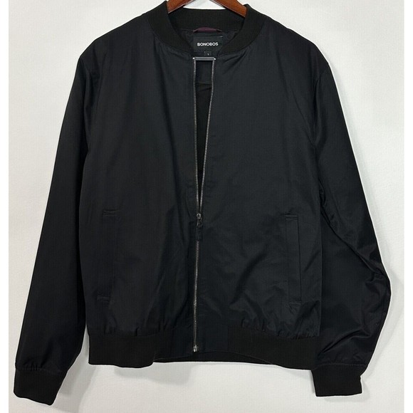 Bonobos The Boulevard Mens S Water Repellent Collar Bomber Jacket BLACK $189 - Picture 7 of 8